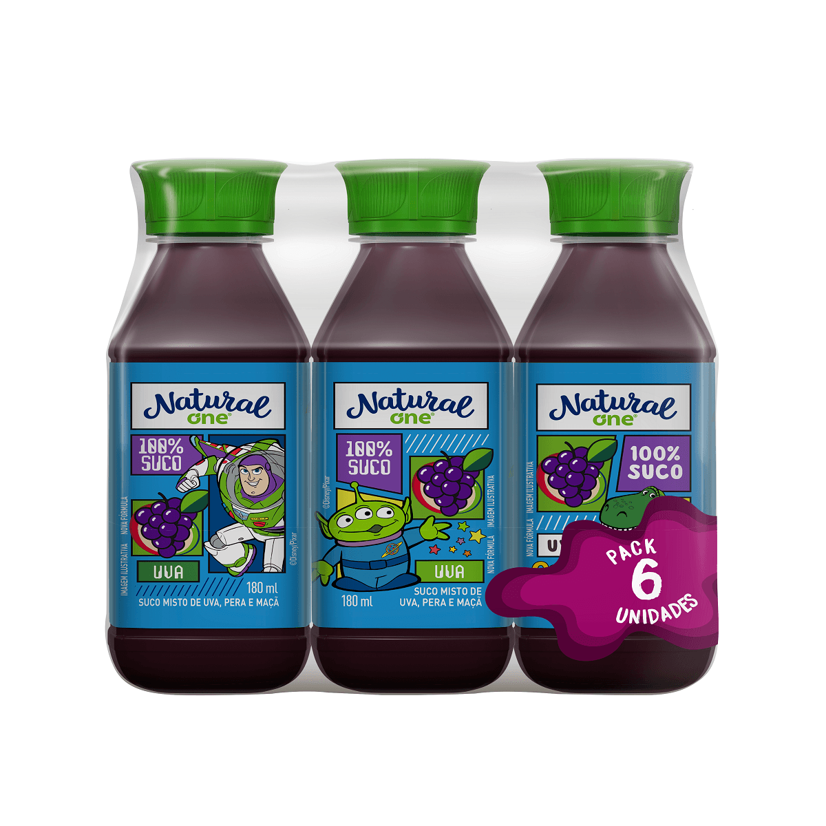 Suco Uva e Maçã Natural One Ambiente Pack 6 Unidades 180ml Cada